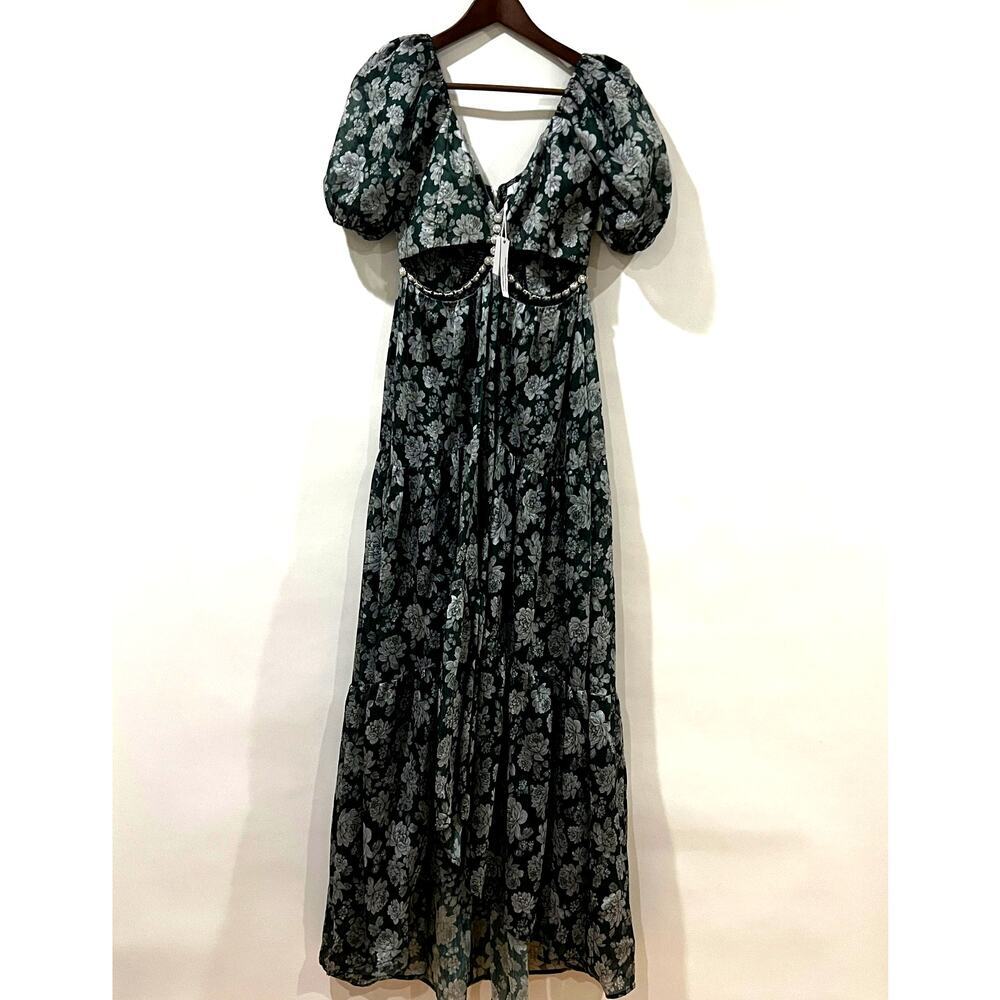 V. Chapman  Emma V-Neck A-Line Brocade Cutout Maxi Dress Size 2 NWT - Picture 9 of 13